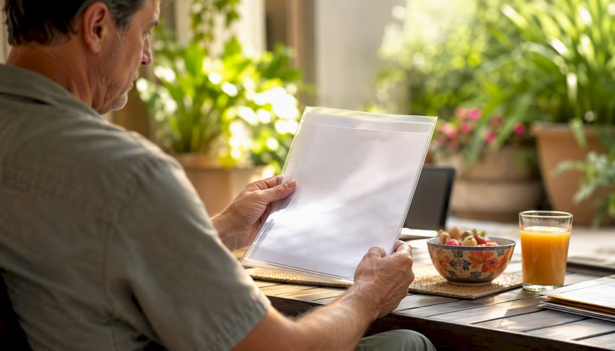 Homeowner reviewing AC warranty documents