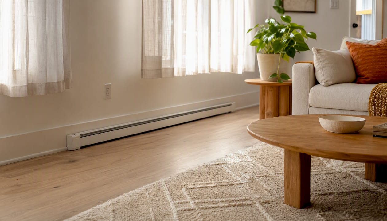 Modern living room warmed by radiant heat