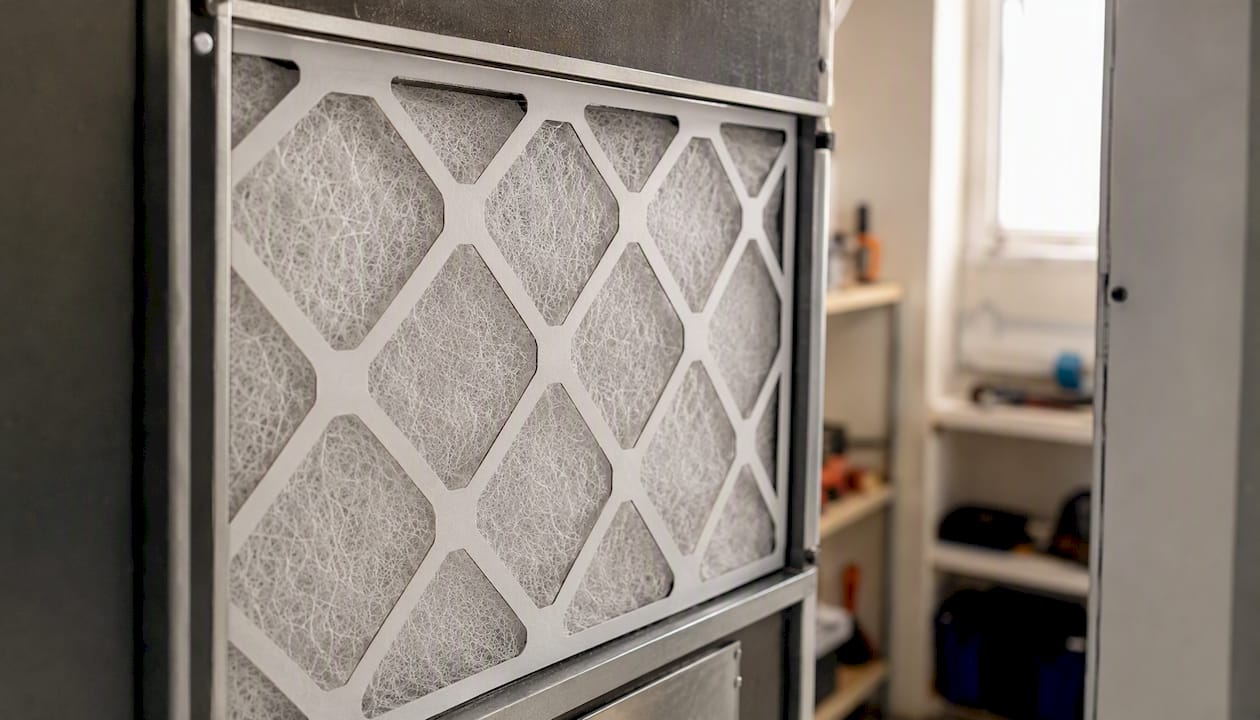 Close-up of clean MERV 13 HVAC filter