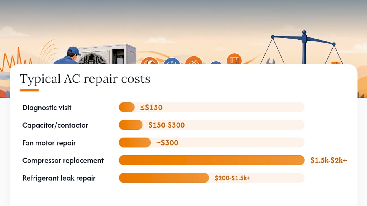 Comparison chart of AC service costs and timelines
