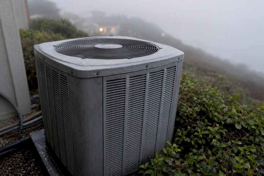 Moisture and salt on AC condenser during fog