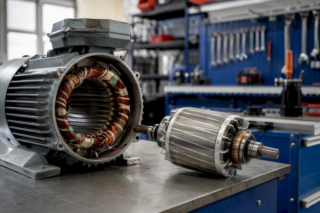 HVAC motor coil and rotor close-up