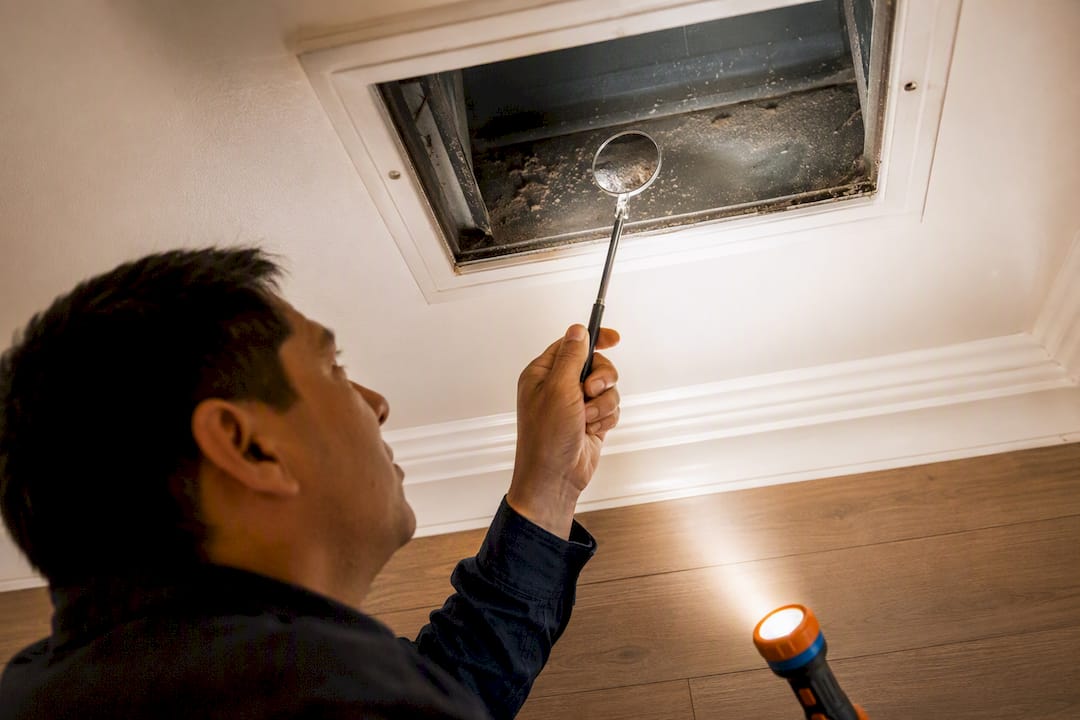 Visible dust inside a home air duct