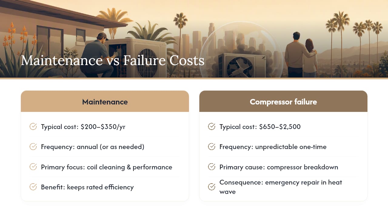 Maintenance and compressor failure cost comparison