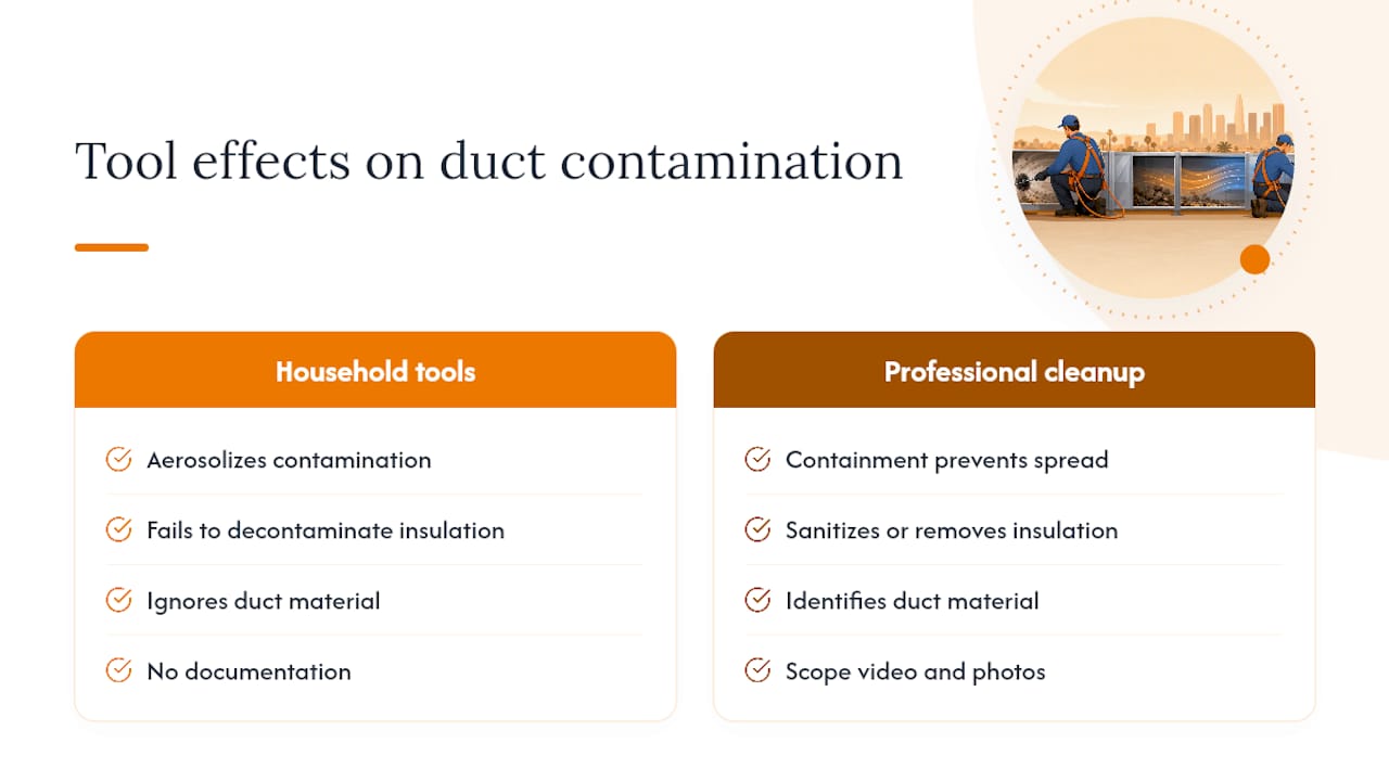 Unsafe tools spreading rodent duct contamination