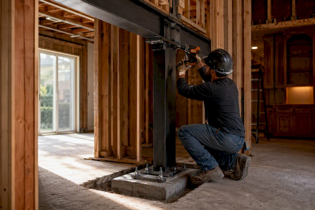 Steel beam reinforcement for second story addition