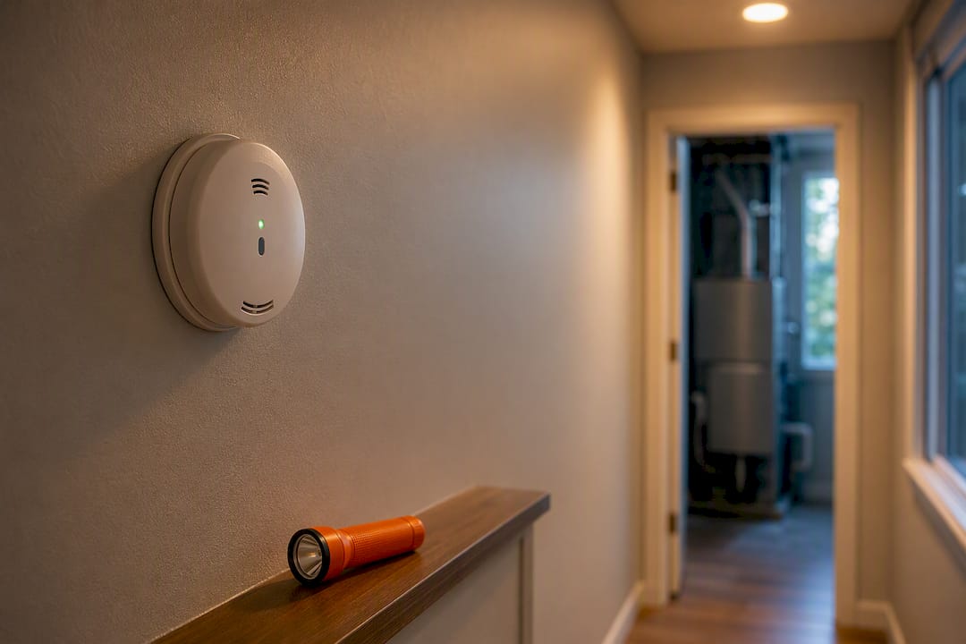 Carbon monoxide detector near home utility room