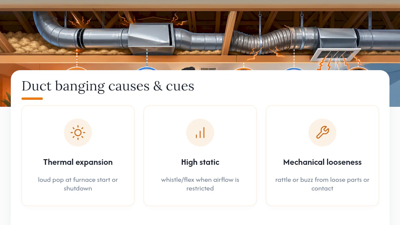 Three causes of ductwork banging noise