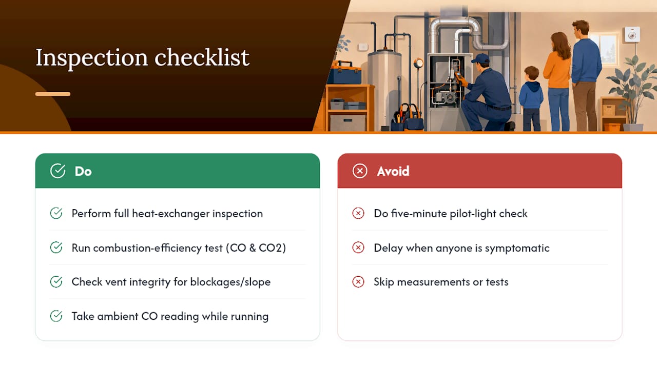 What a Real Furnace Safety Inspection Should Cover — overview diagram