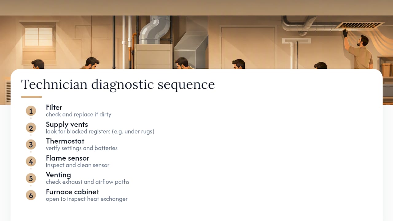 Furnace short-cycling diagnostic sequence