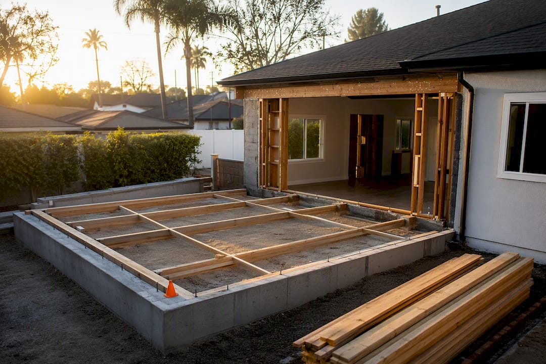 Partially built Los Angeles home addition