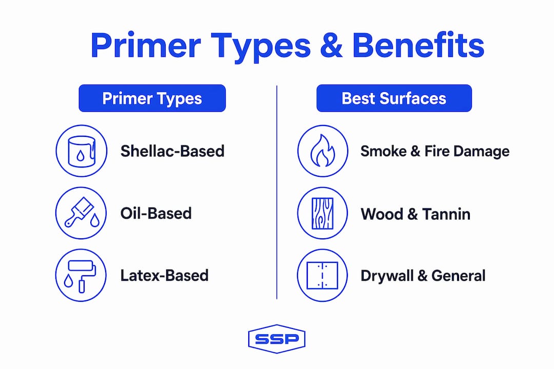 Infographic comparing primer types and their best surfaces