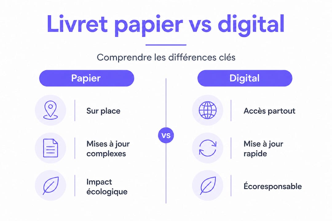 Infographie : les différences entre le livret traditionnel et le livret numérique