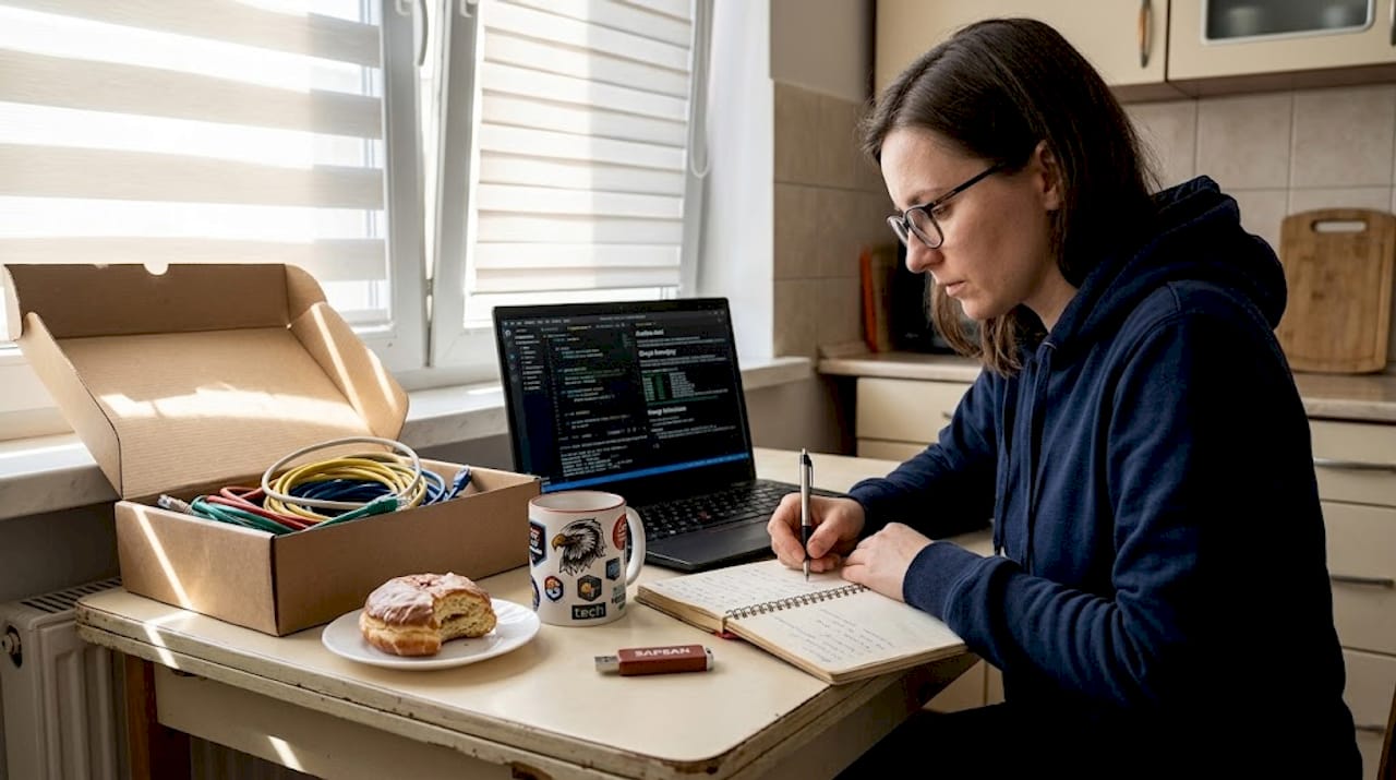 Tester reviewing web application security testing notes