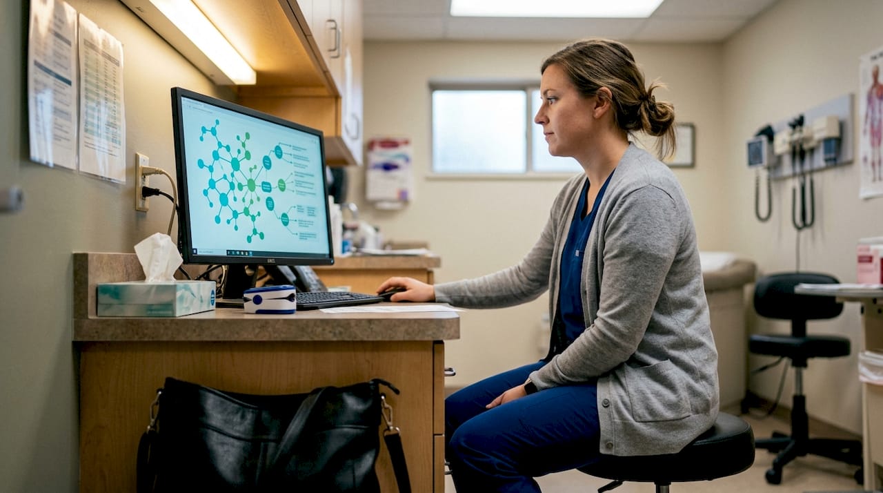 Behavioral health provider reviews patient case notes