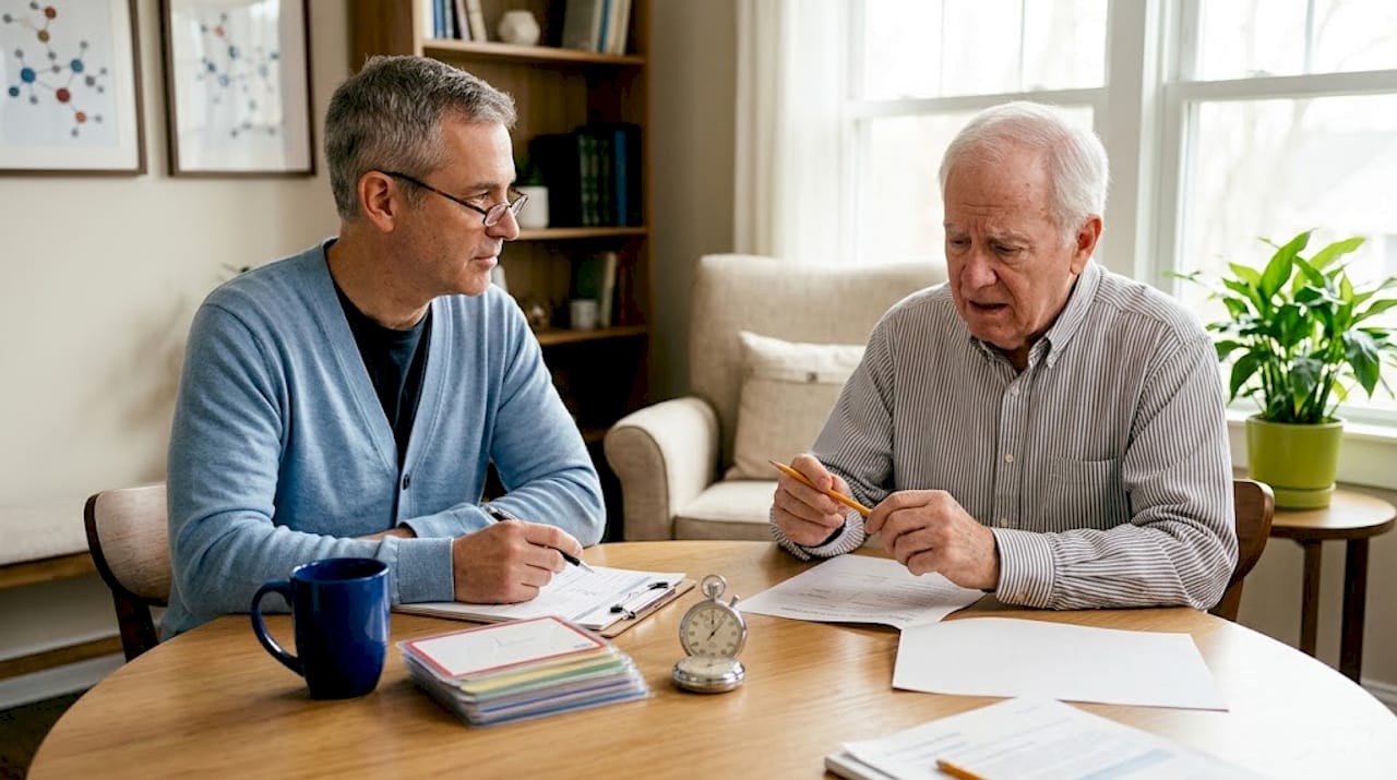 Clinician and patient during cognitive testing session