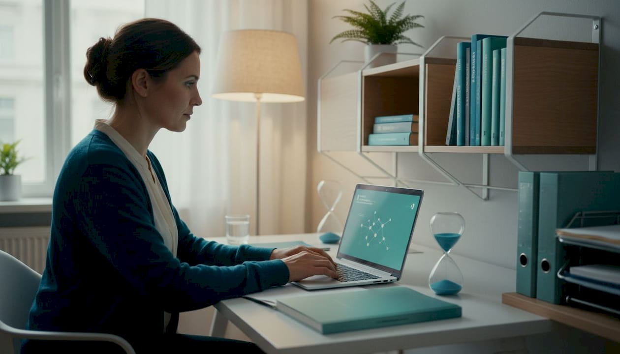 Psychologist working at assessment desk