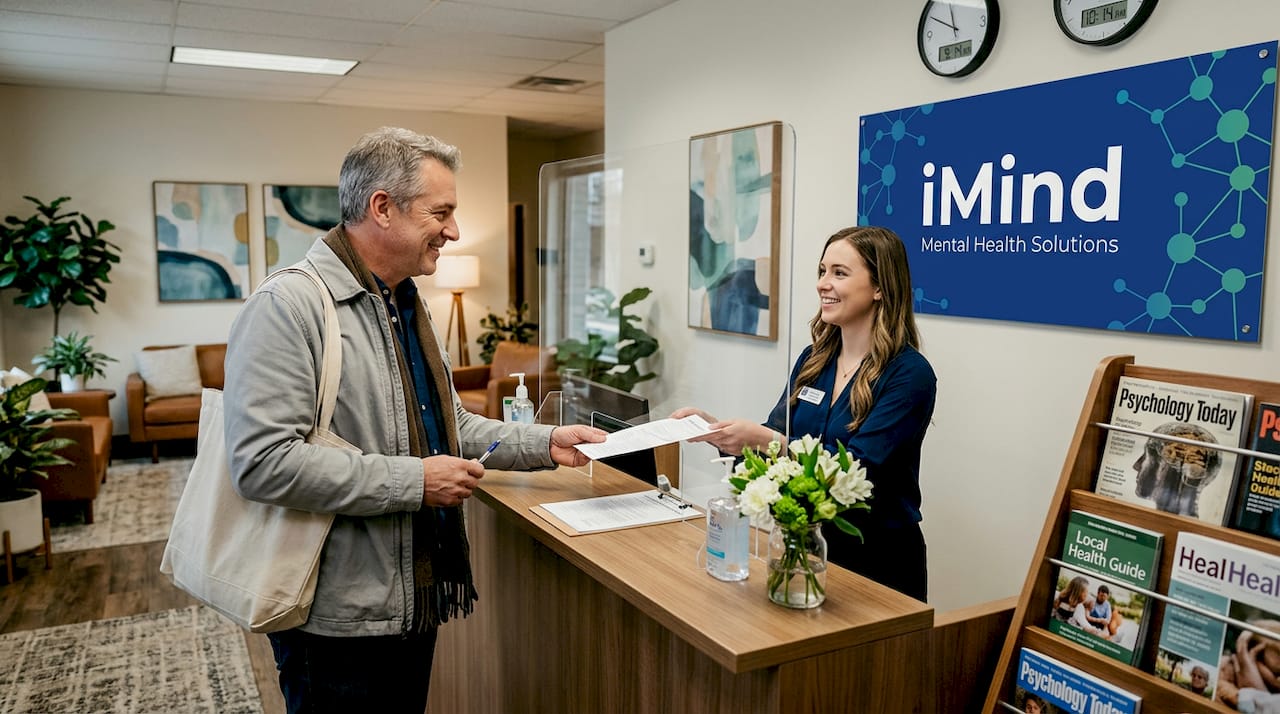 Man checking in at mental health urgent care