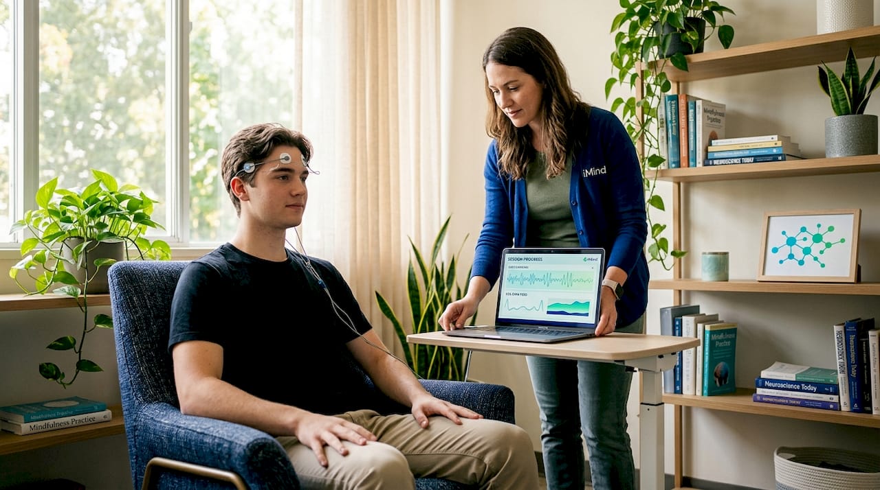 Neurofeedback therapy setup in clinic