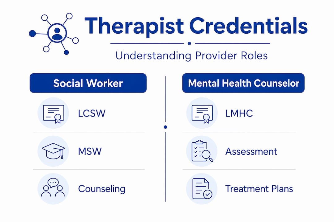 Infographic comparing therapist credentials categories