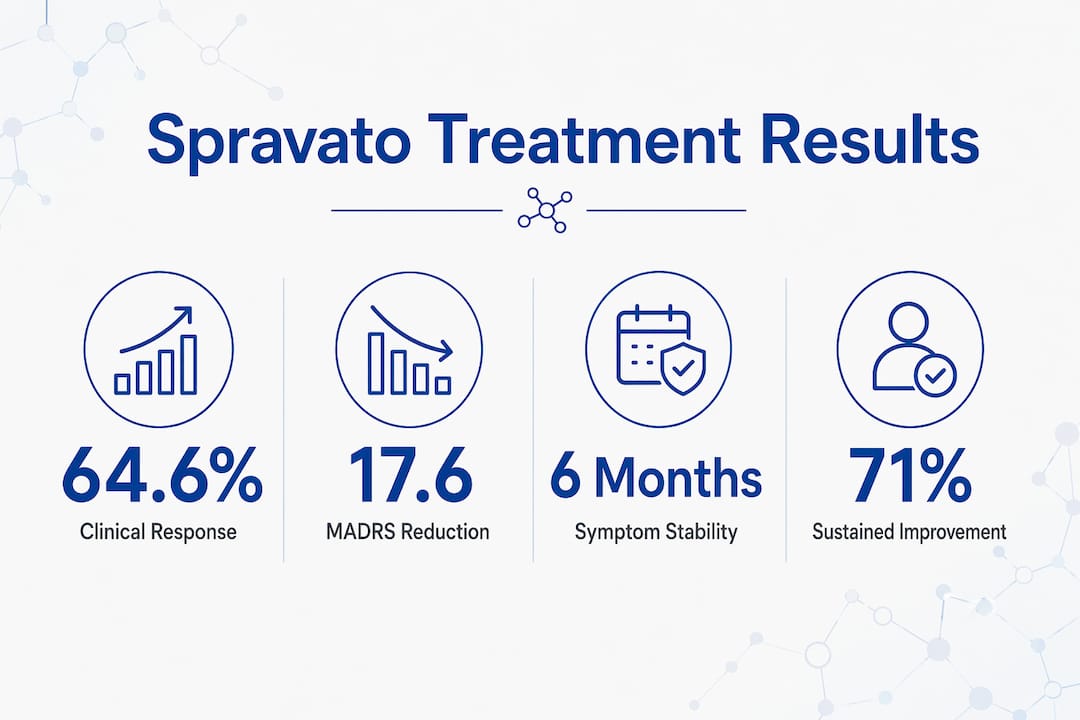 Infographic showing Spravato treatment outcome statistics