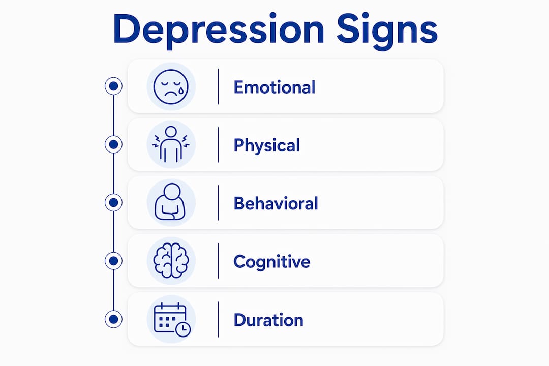 Infographic displaying clinical depression signs