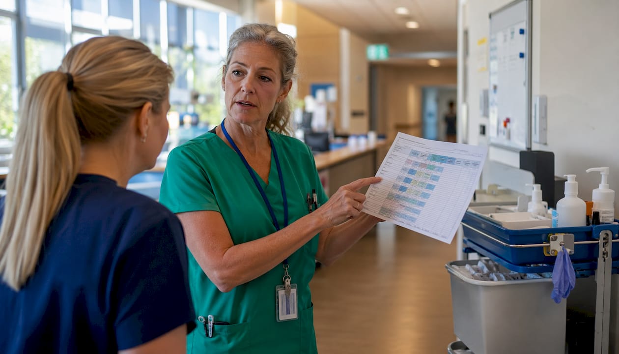 Nurse recording medication side effects data