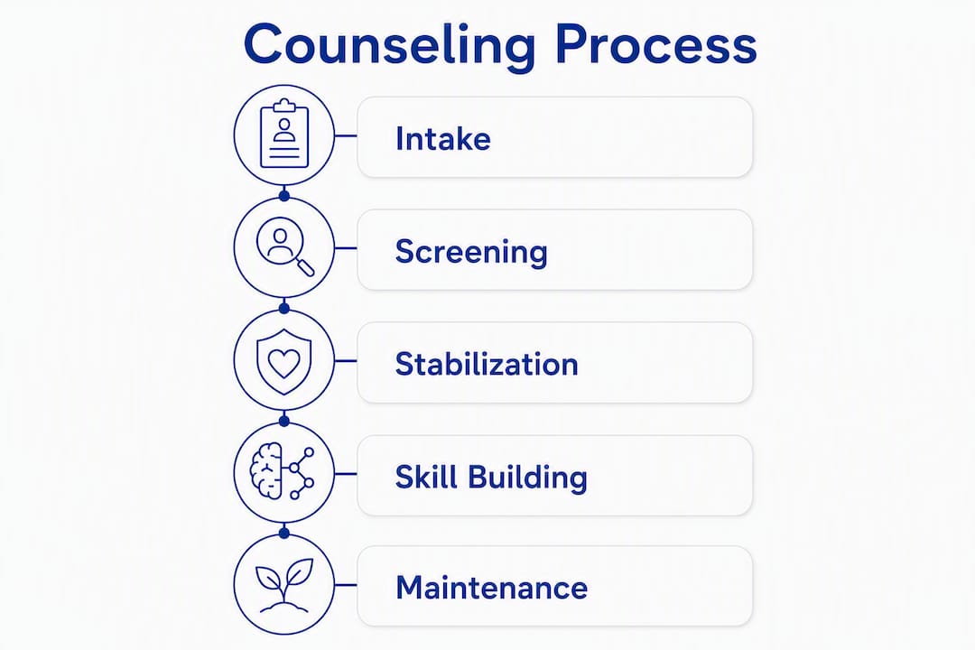 Infographic showing co-parenting counseling process steps