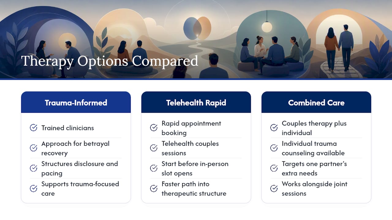 Comparison of therapy approaches for infidelity recovery