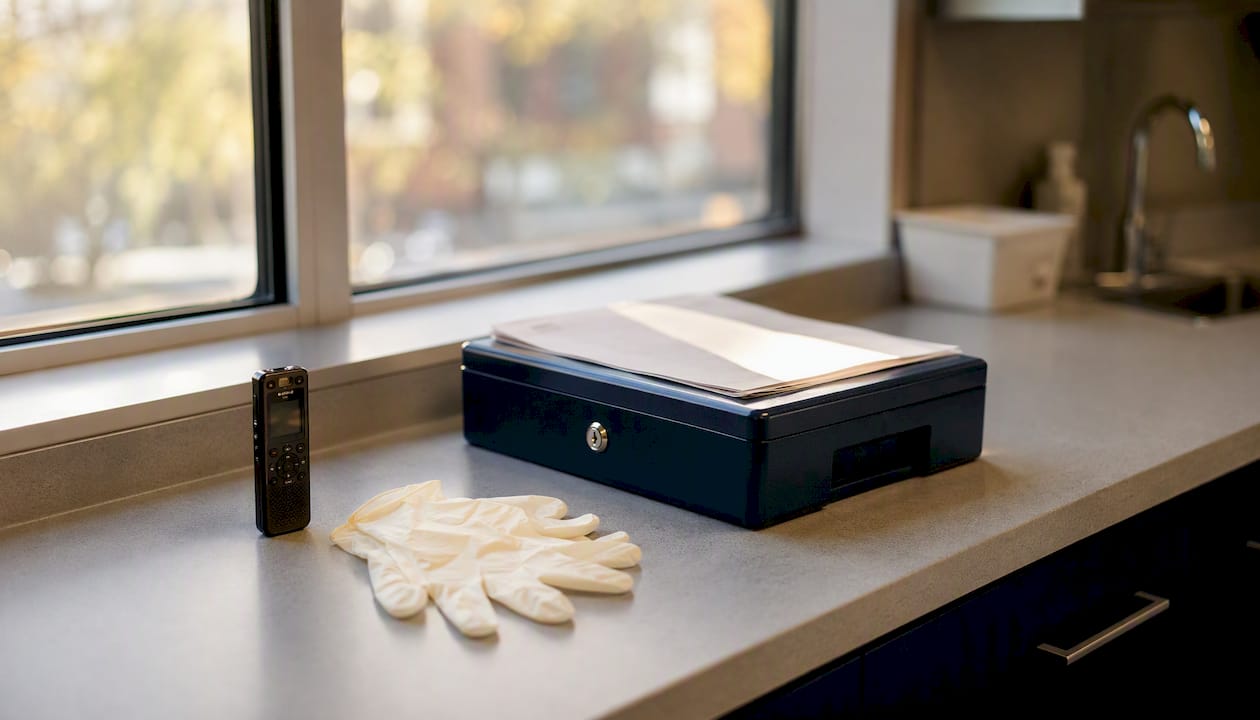 Clinic counter with audit recordkeeping tools