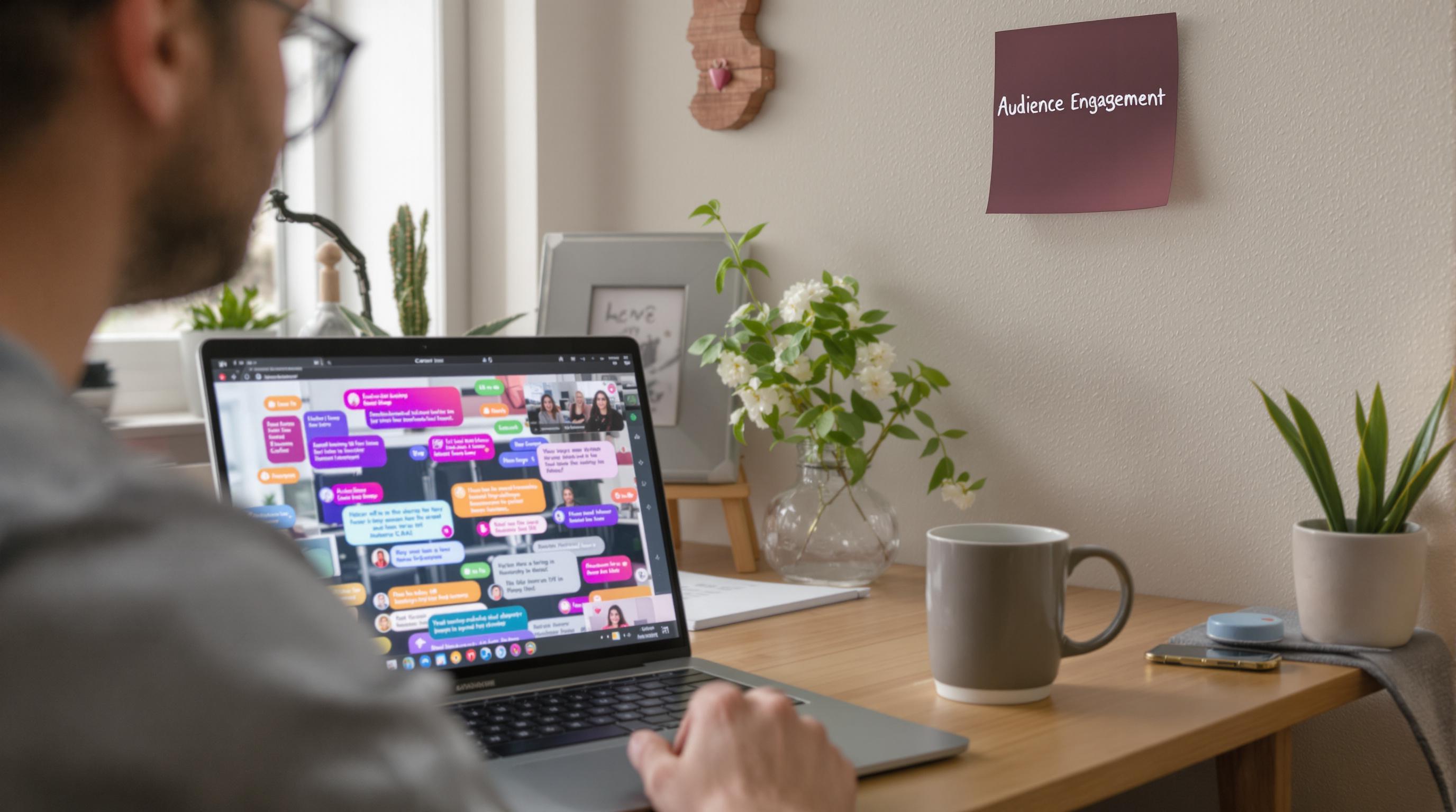 Creator hosts live Q&A session with audience engagement icons