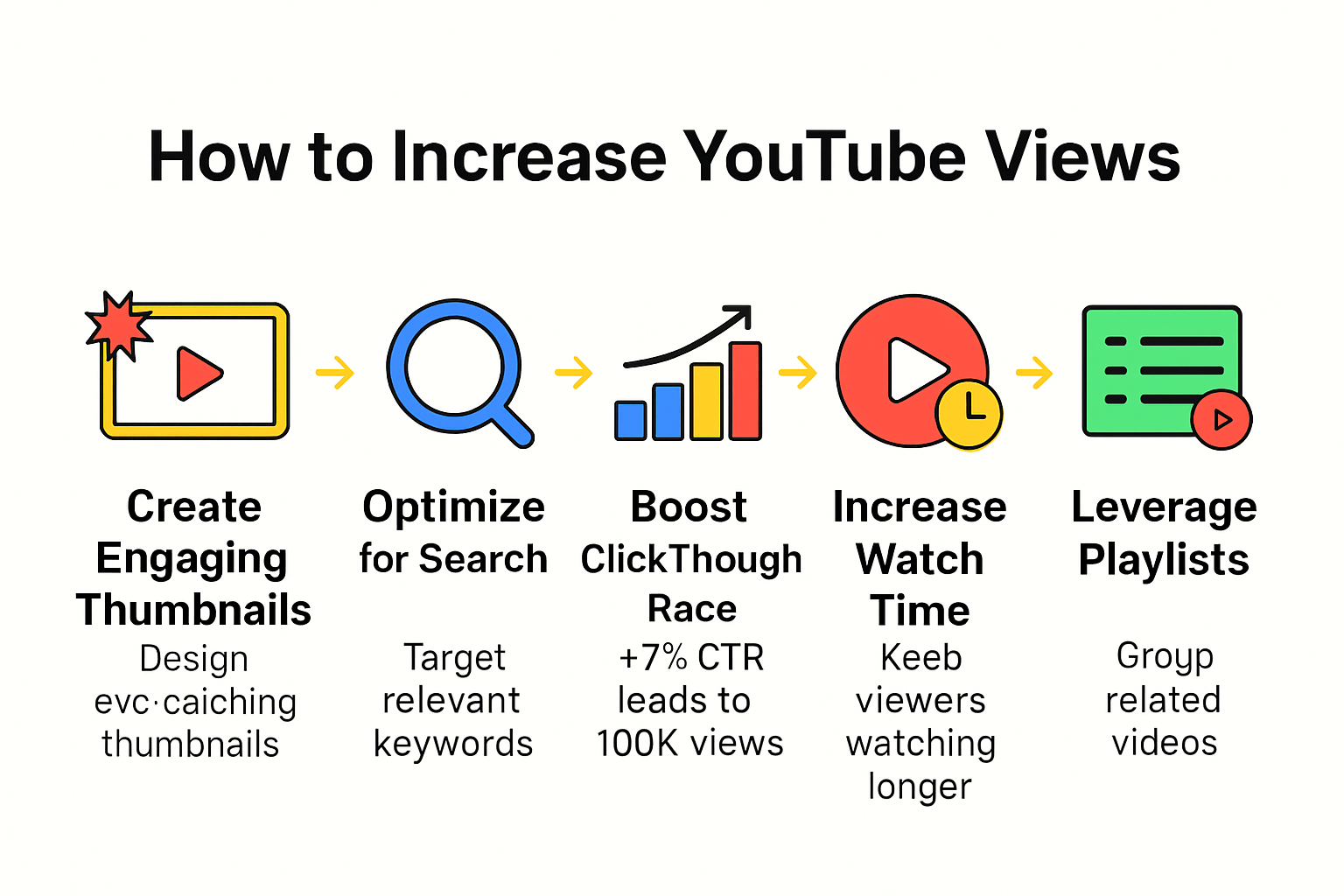 Five strategies to increase YouTube views infographic