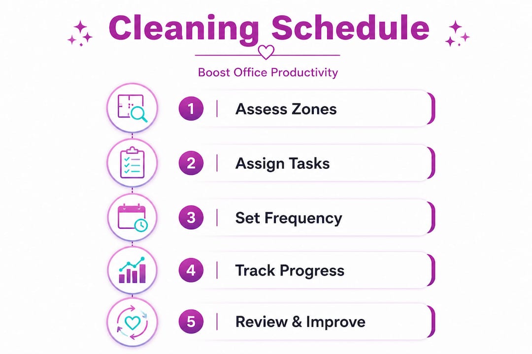 Infographic office cleaning schedule five steps