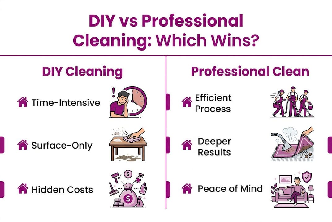 Infographic comparing DIY and professional cleaning