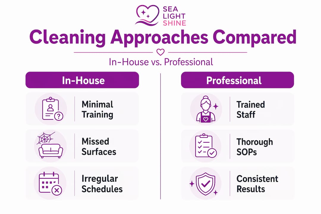 Infographic comparing in-house and professional cleaning