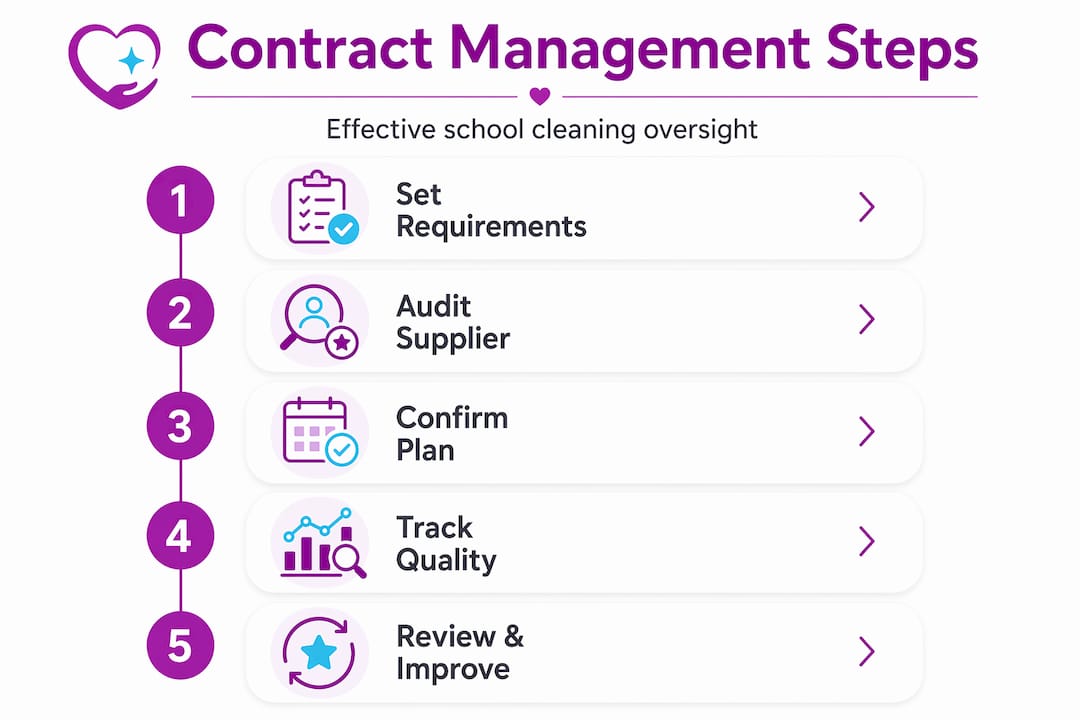 Infographic showing school cleaning contract steps