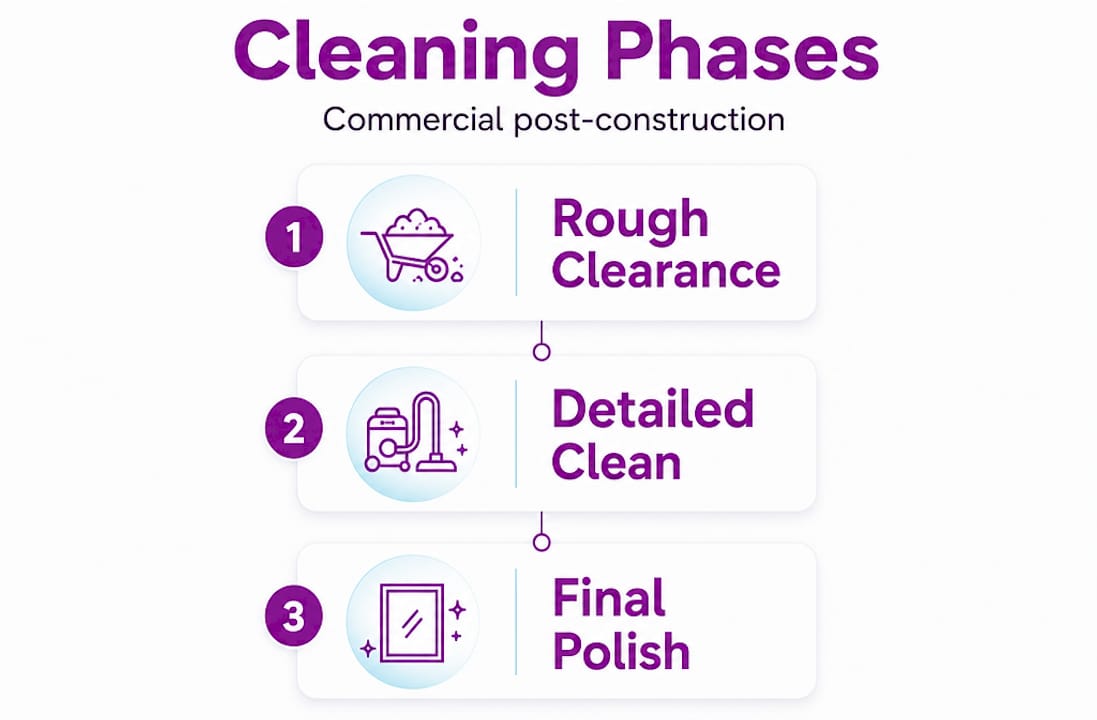 Infographic outlining three cleaning phases process