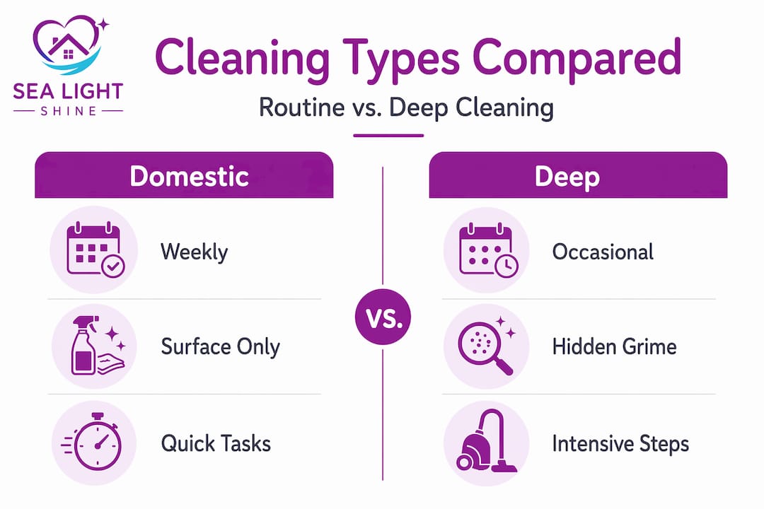 Infographic comparing domestic and deep cleaning