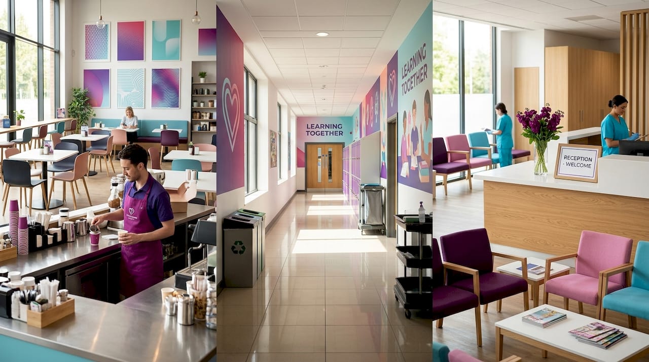 Varied commercial cleaning facility interiors