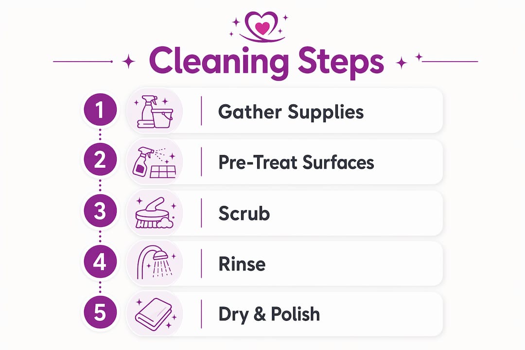 Infographic outlining 5 cleaning steps