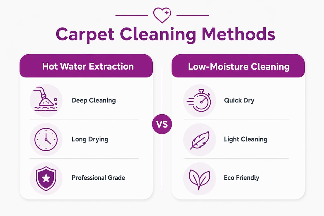 Infographic comparing carpet cleaning methods
