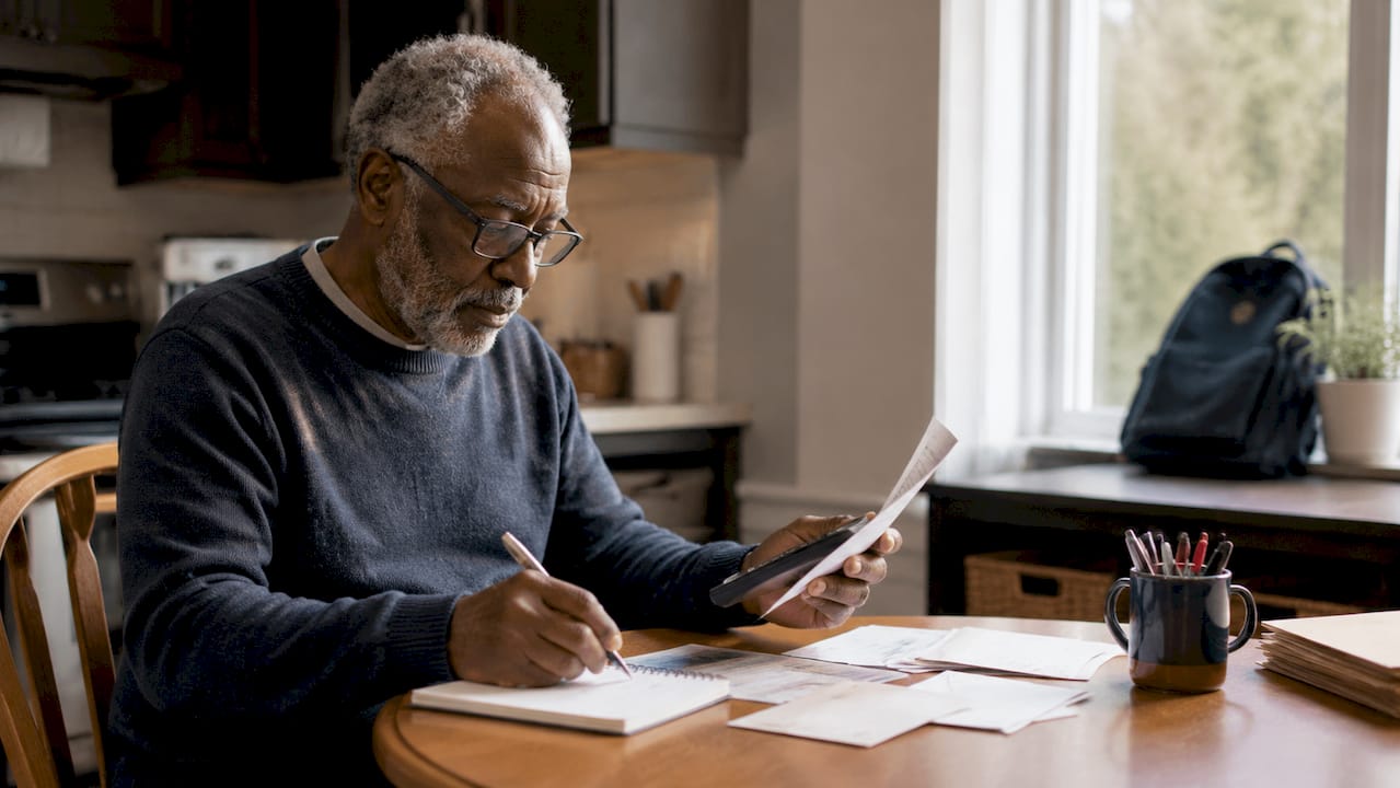 Hands managing bills and calculations
