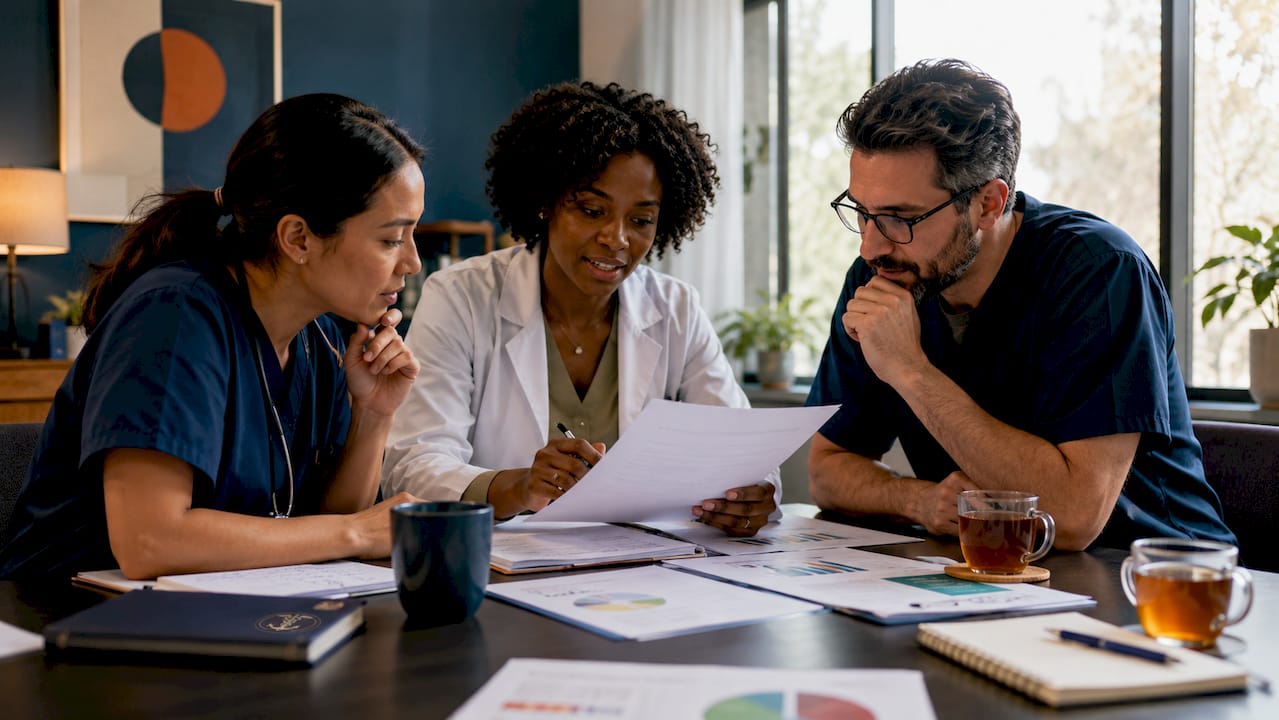 Healthcare team coordinating patient care plans