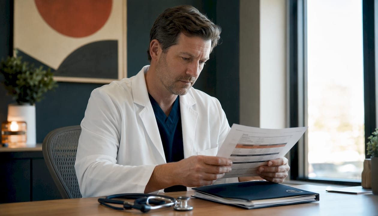 Primary care doctor reviewing prevention guidelines