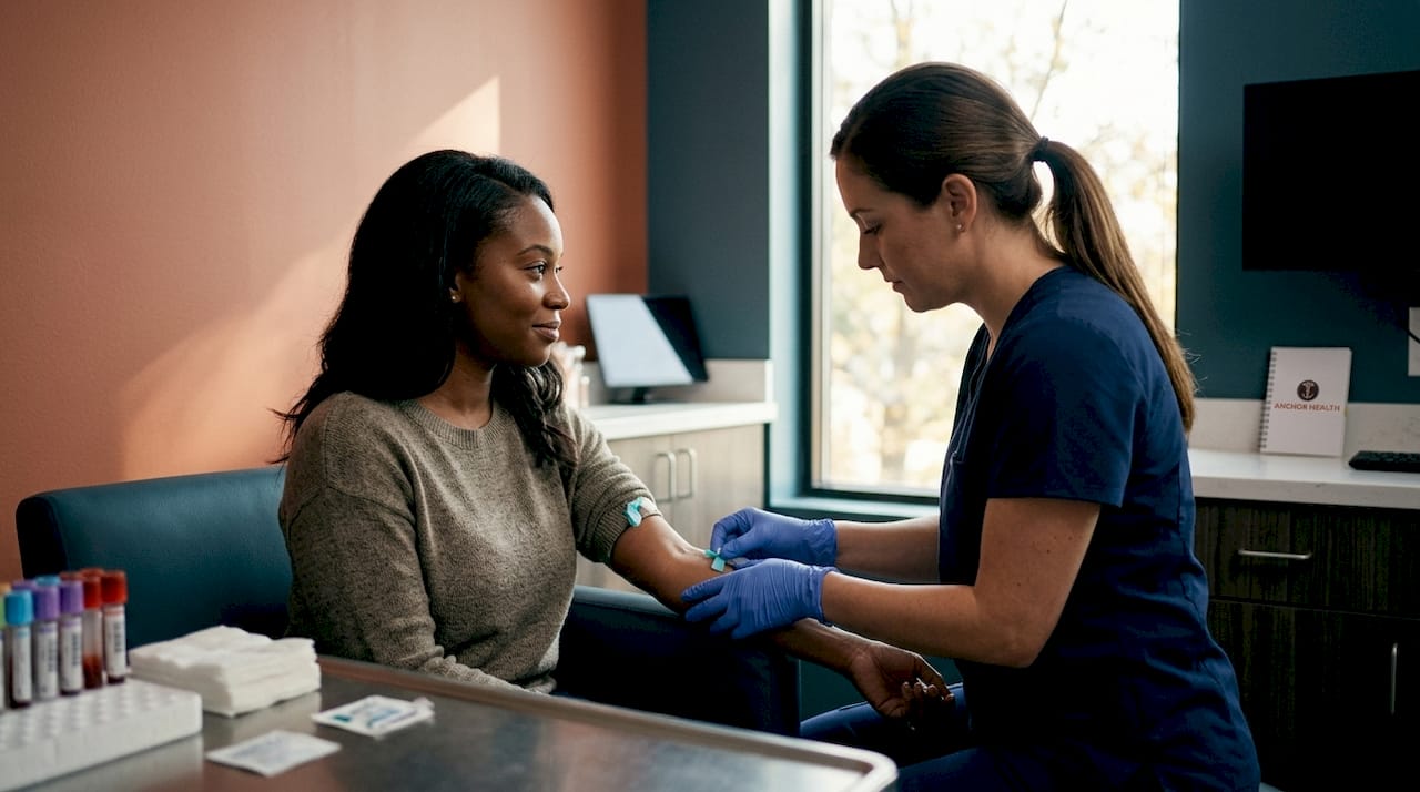Close-up of woman getting blood drawn