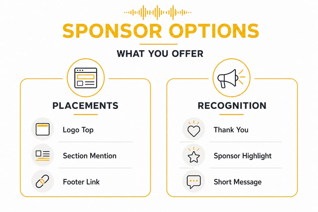 Infographic comparing sponsor placement and recognition options