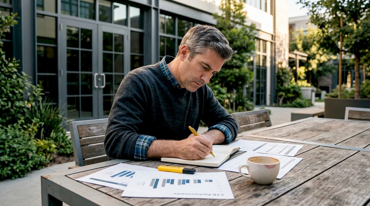 Person working on newsletter ad negotiations