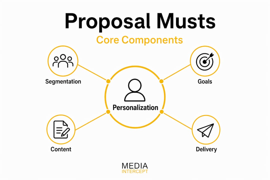 Hierarchy infographic about proposal core components