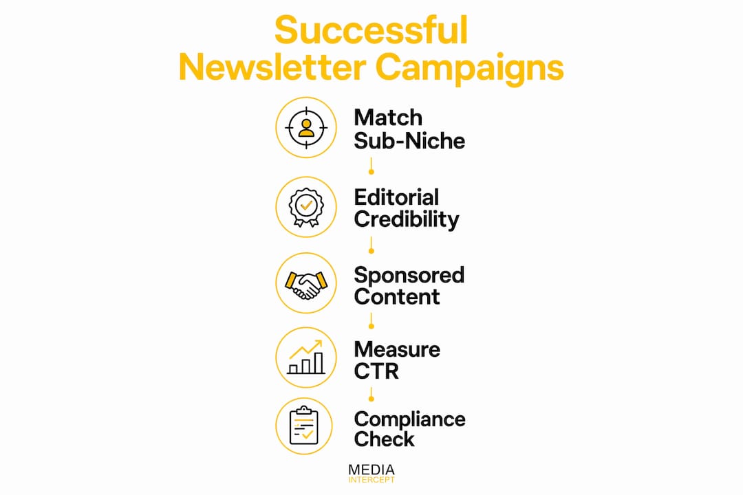 Infographic illustrating key strategies for wellness newsletter advertising
