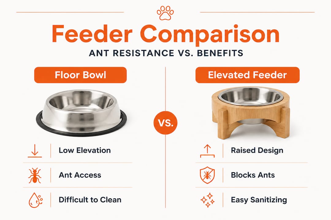 Infographic comparing floor and elevated feeders